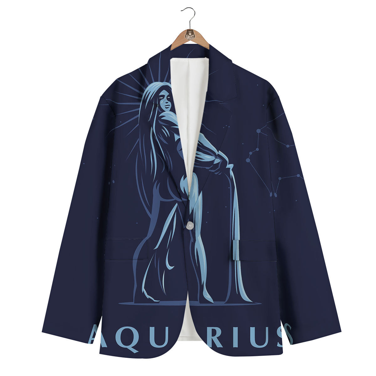 Constellation Aquarius Print Men's Blazer-grizzshop