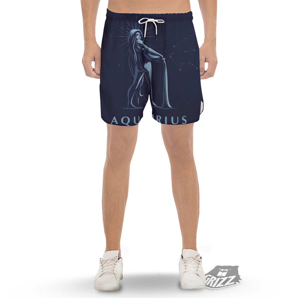 Constellation Aquarius Print Men's Gym Shorts-grizzshop