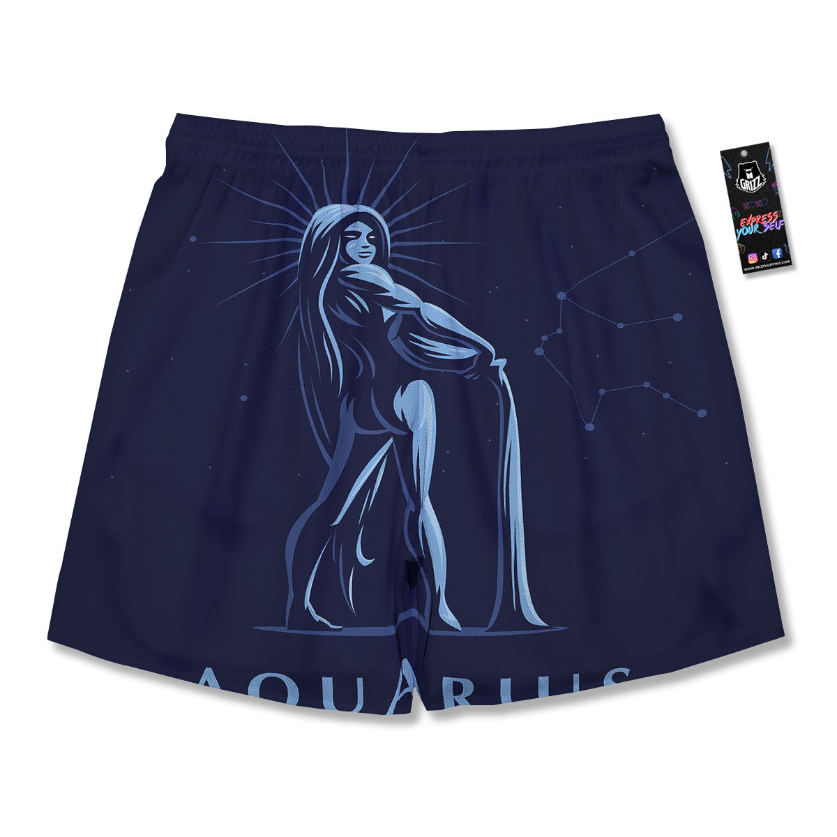 Constellation Aquarius Print Men's Running Shorts-grizzshop