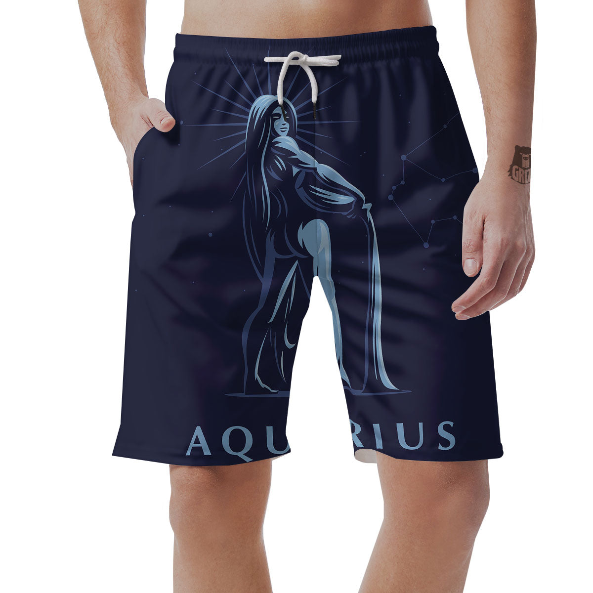 Constellation Aquarius Print Men's Shorts-grizzshop