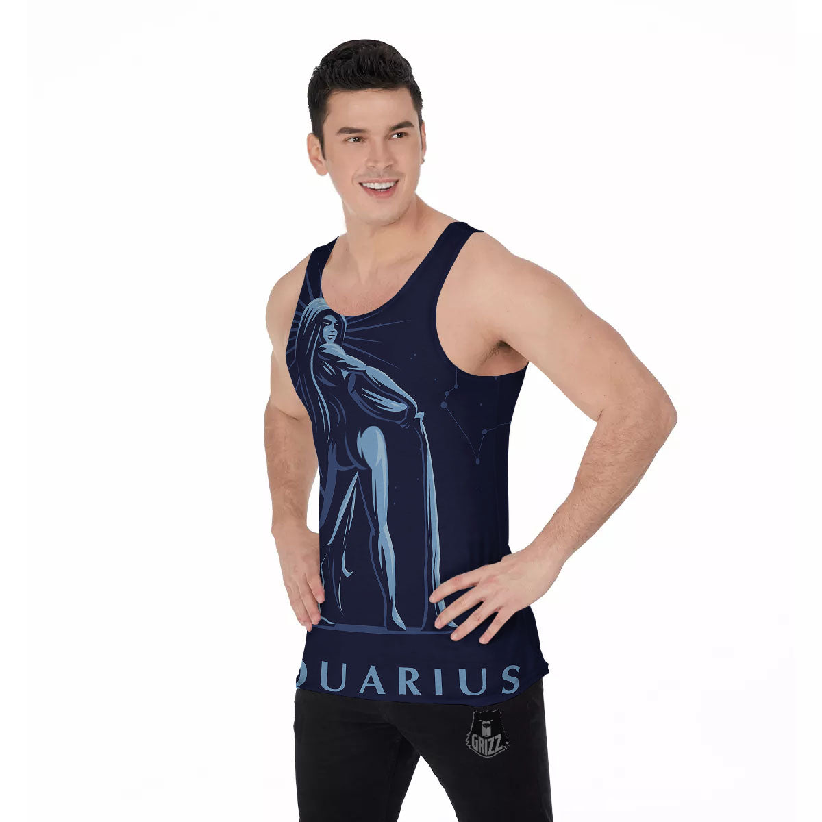 Constellation Aquarius Print Men's Tank Top-grizzshop
