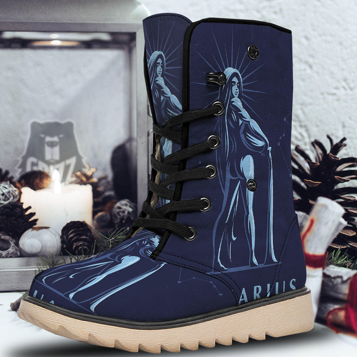 Constellation Aquarius Print Snow Boots-grizzshop