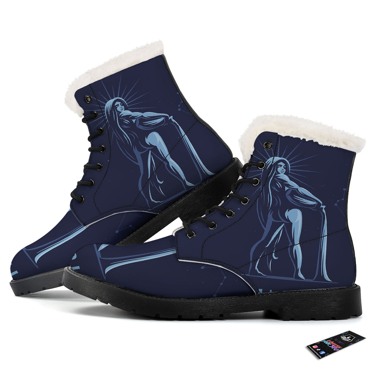 Constellation Aquarius Print Winter Boots-grizzshop