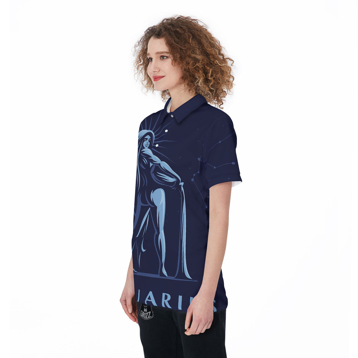 Constellation Aquarius Print Women's Golf Shirts-grizzshop