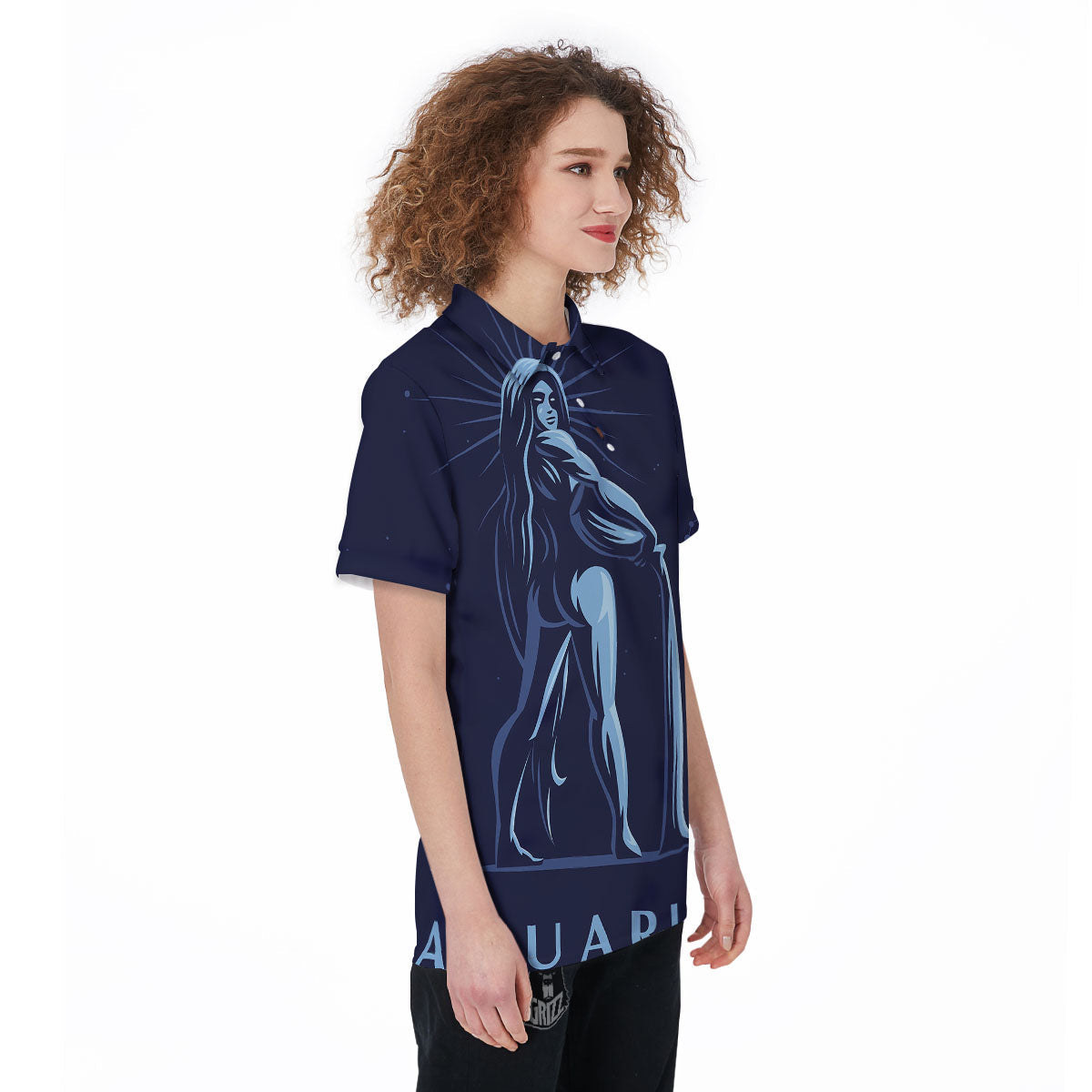 Constellation Aquarius Print Women's Golf Shirts-grizzshop