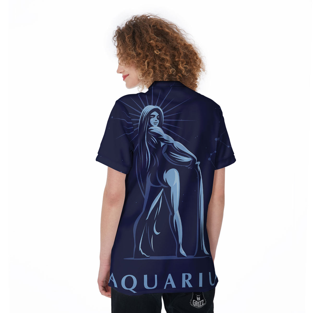 Constellation Aquarius Print Women's Golf Shirts-grizzshop