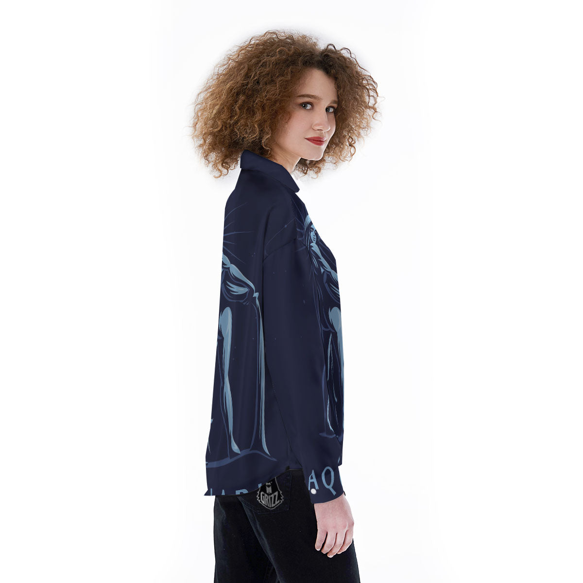 Constellation Aquarius Print Women's Long Sleeve Shirts-grizzshop