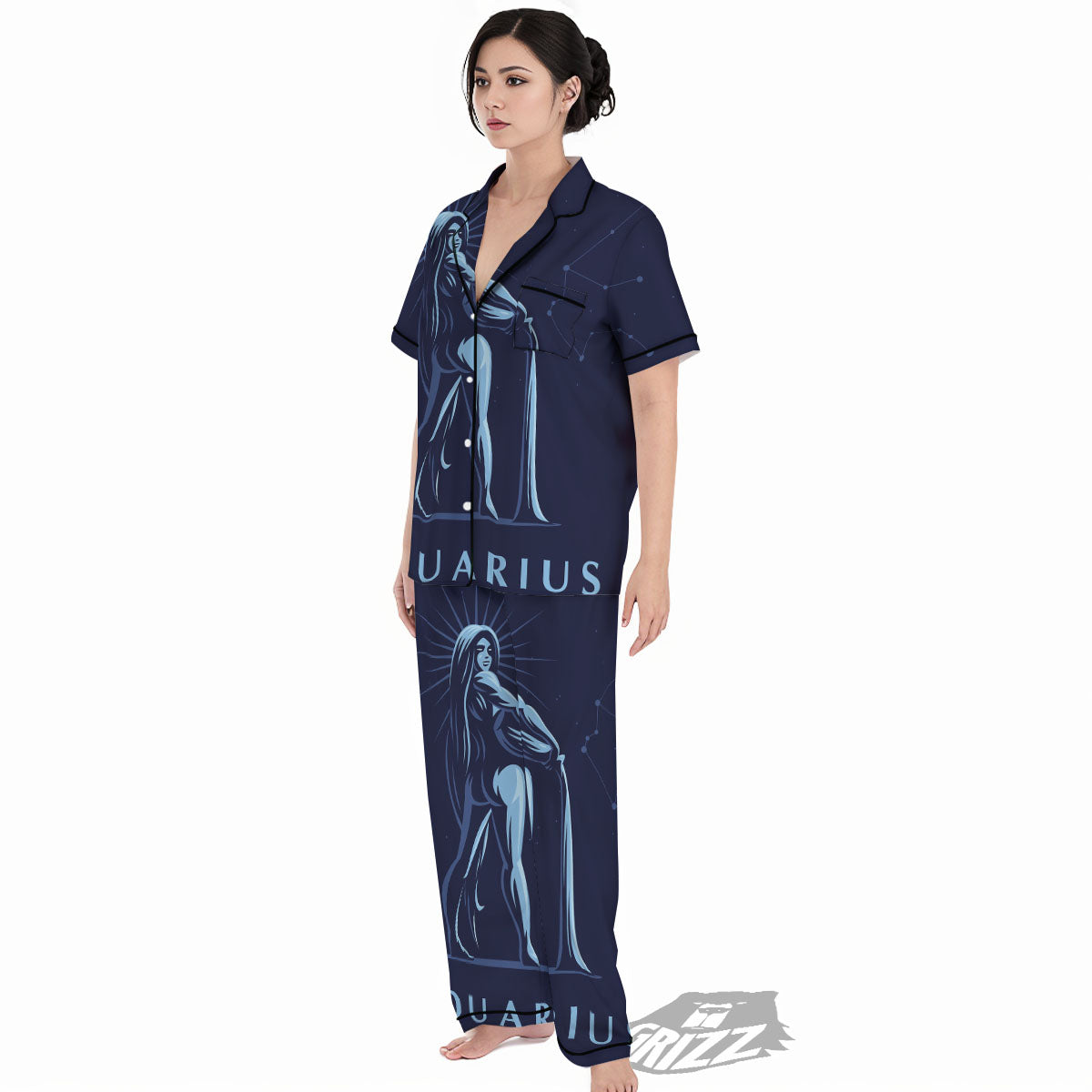 Constellation Aquarius Print Women's Pajamas Set-grizzshop