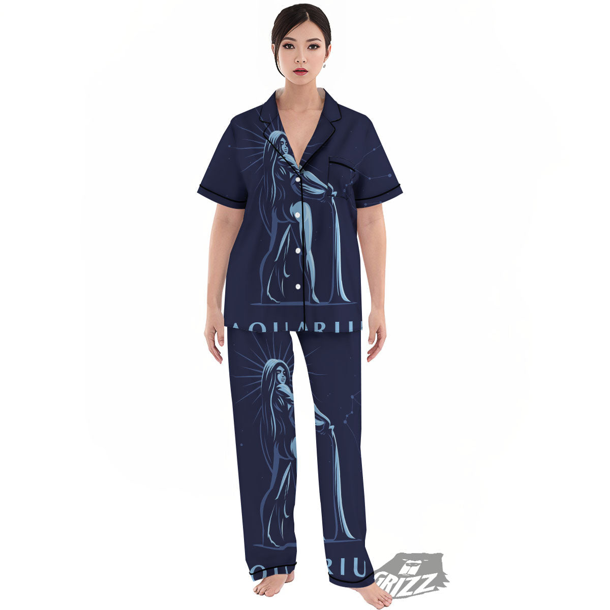 Constellation Aquarius Print Women's Pajamas Set-grizzshop