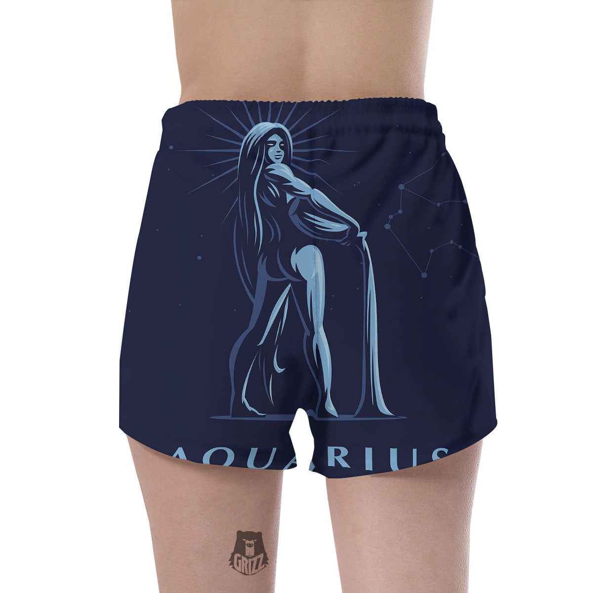 Constellation Aquarius Print Women's Shorts-grizzshop