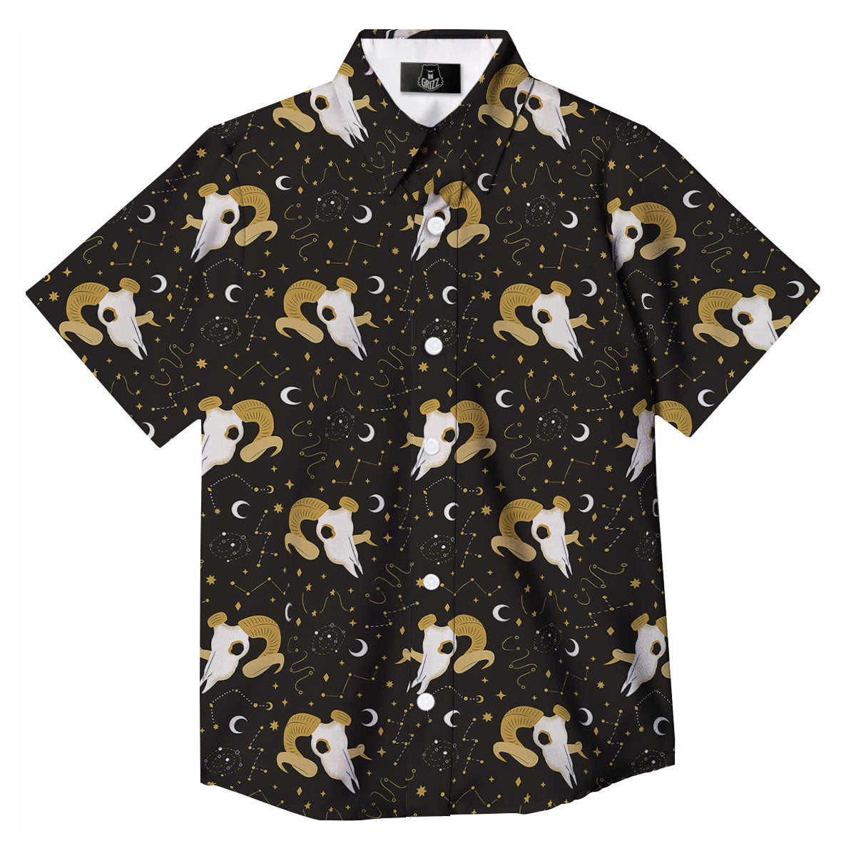 Constellation Aries Print Button Up Shirt-grizzshop