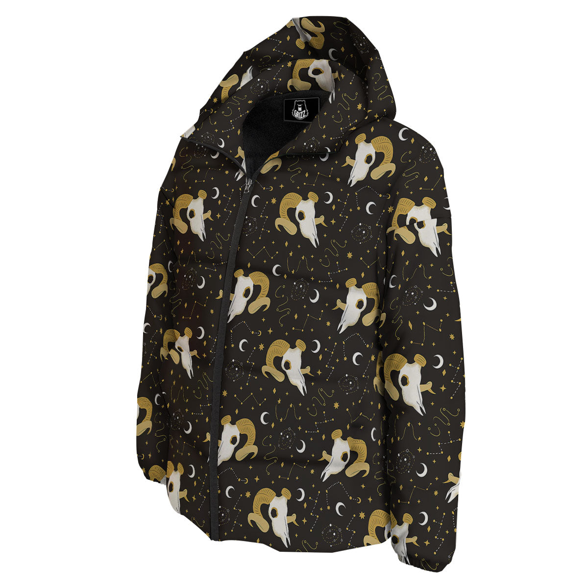 Constellation Aries Print Down Jacket-grizzshop