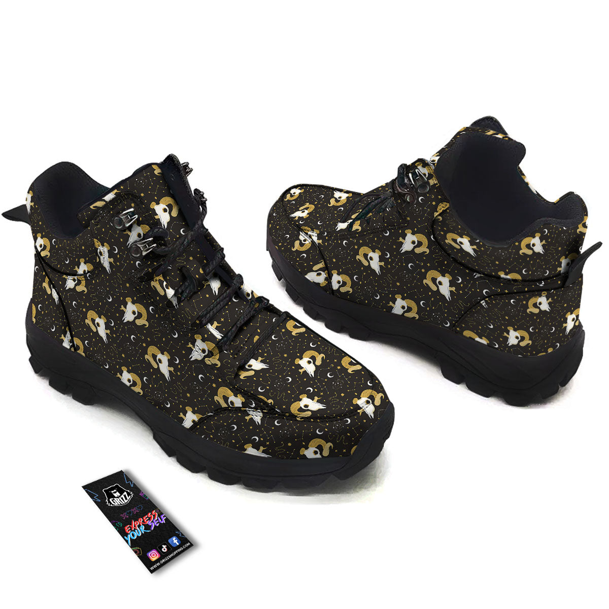 Constellation Aries Print Hiking Shoes-grizzshop