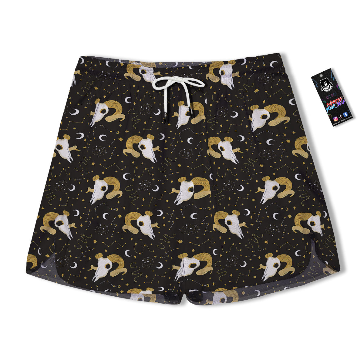 Constellation Aries Print Men's Running Shorts-grizzshop