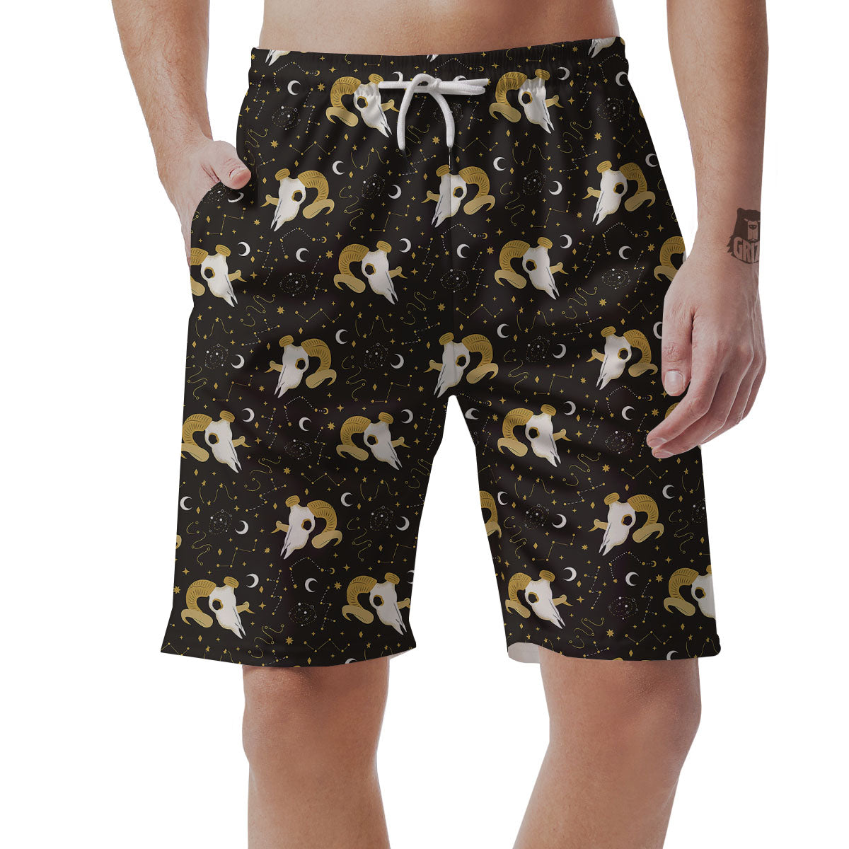 Constellation Aries Print Men's Shorts-grizzshop