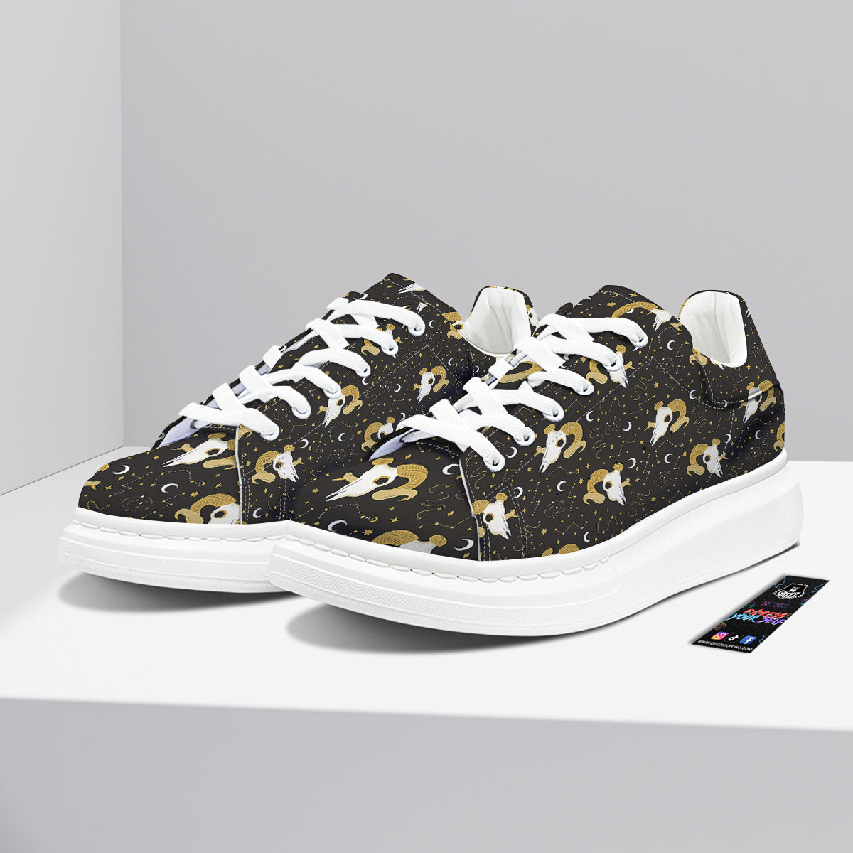 Constellation Aries Print Platform Shoes-grizzshop