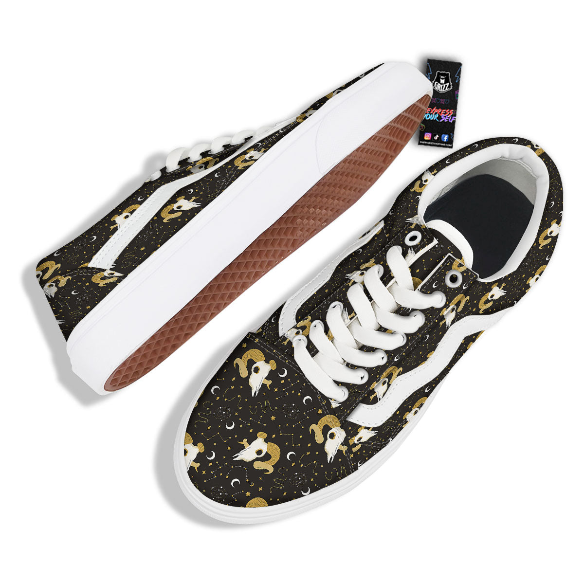 Constellation Aries Print Skate Shoes-grizzshop