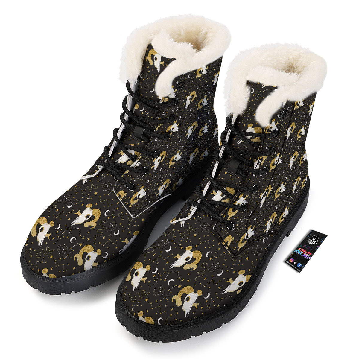 Constellation Aries Print Winter Boots-grizzshop