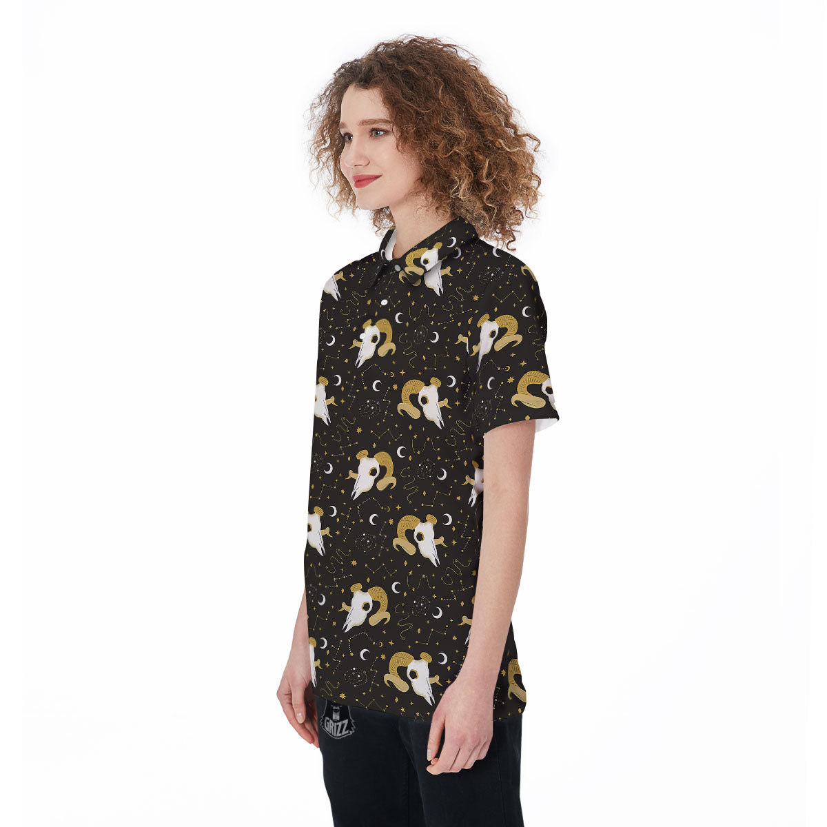 Constellation Aries Print Women's Golf Shirts-grizzshop