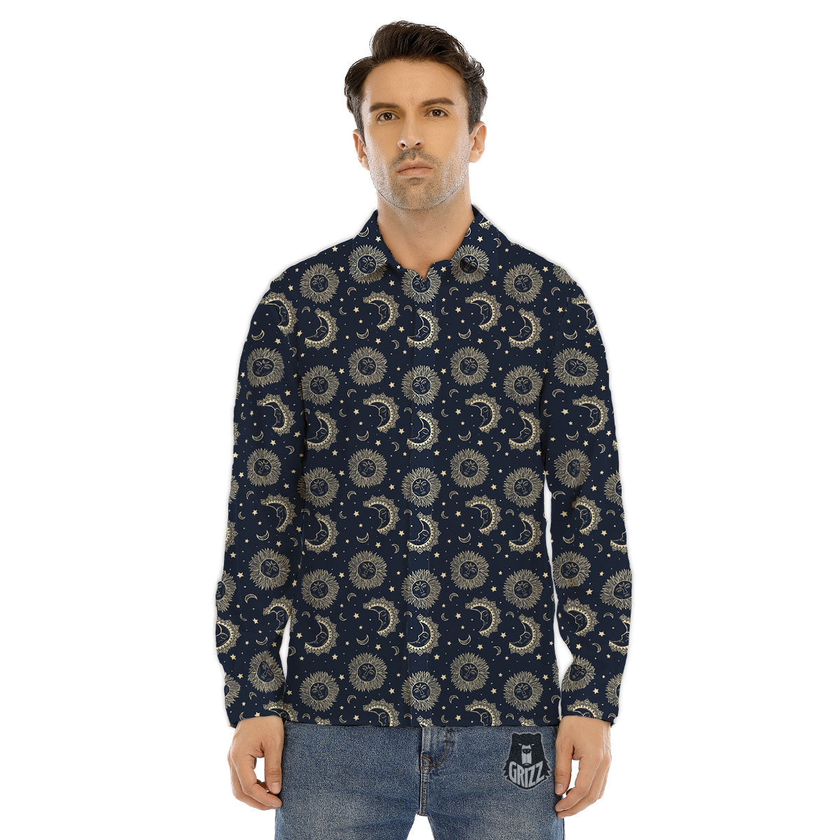 Constellation Bohemian Print Pattern Men's Dress Shirts-grizzshop