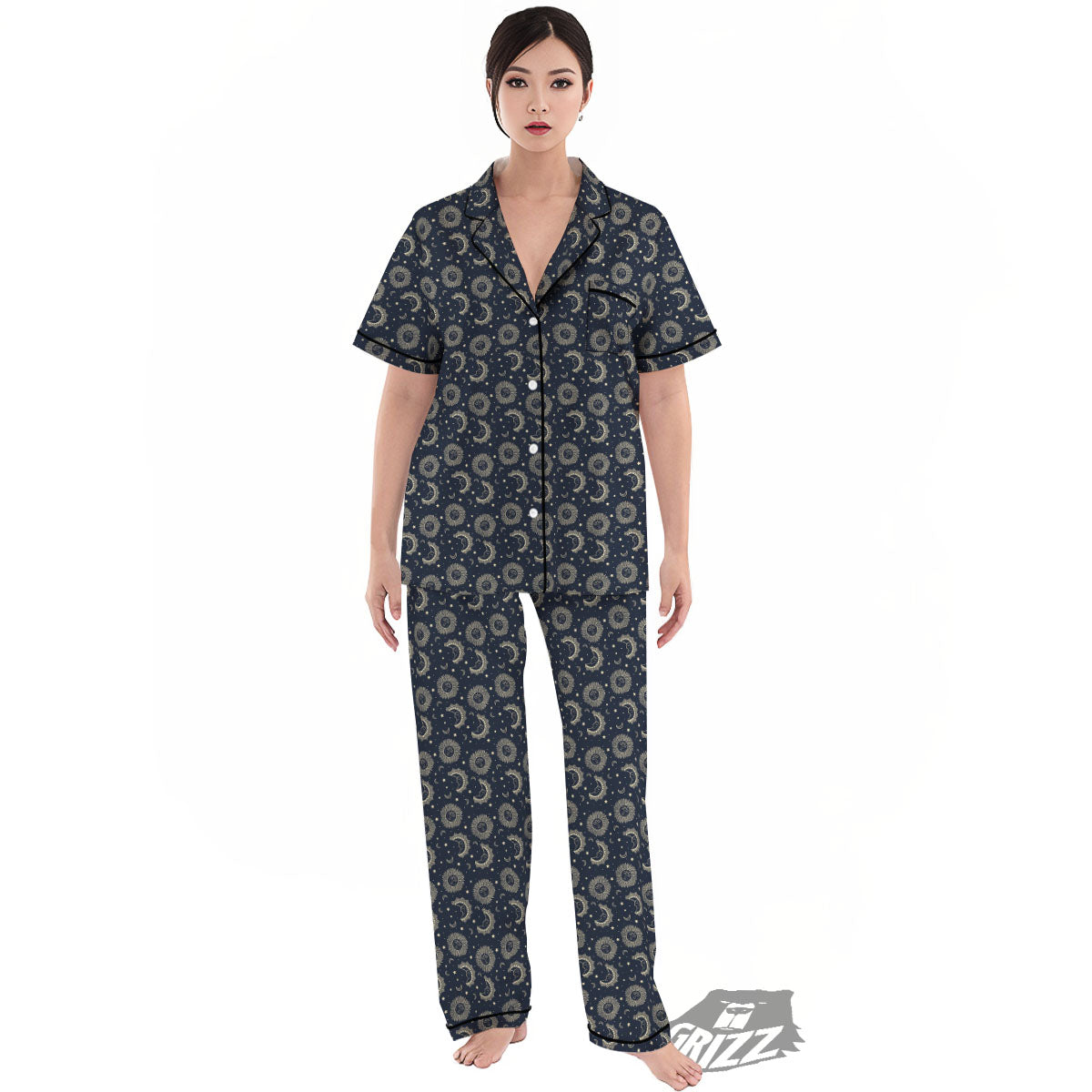 Constellation Bohemian Print Pattern Women's Pajamas Set-grizzshop