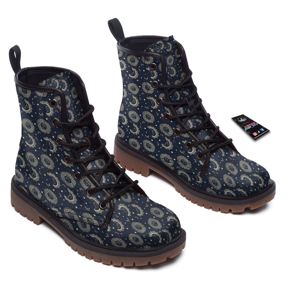 Constellation Bohemian Print Pattern Work Boots-grizzshop