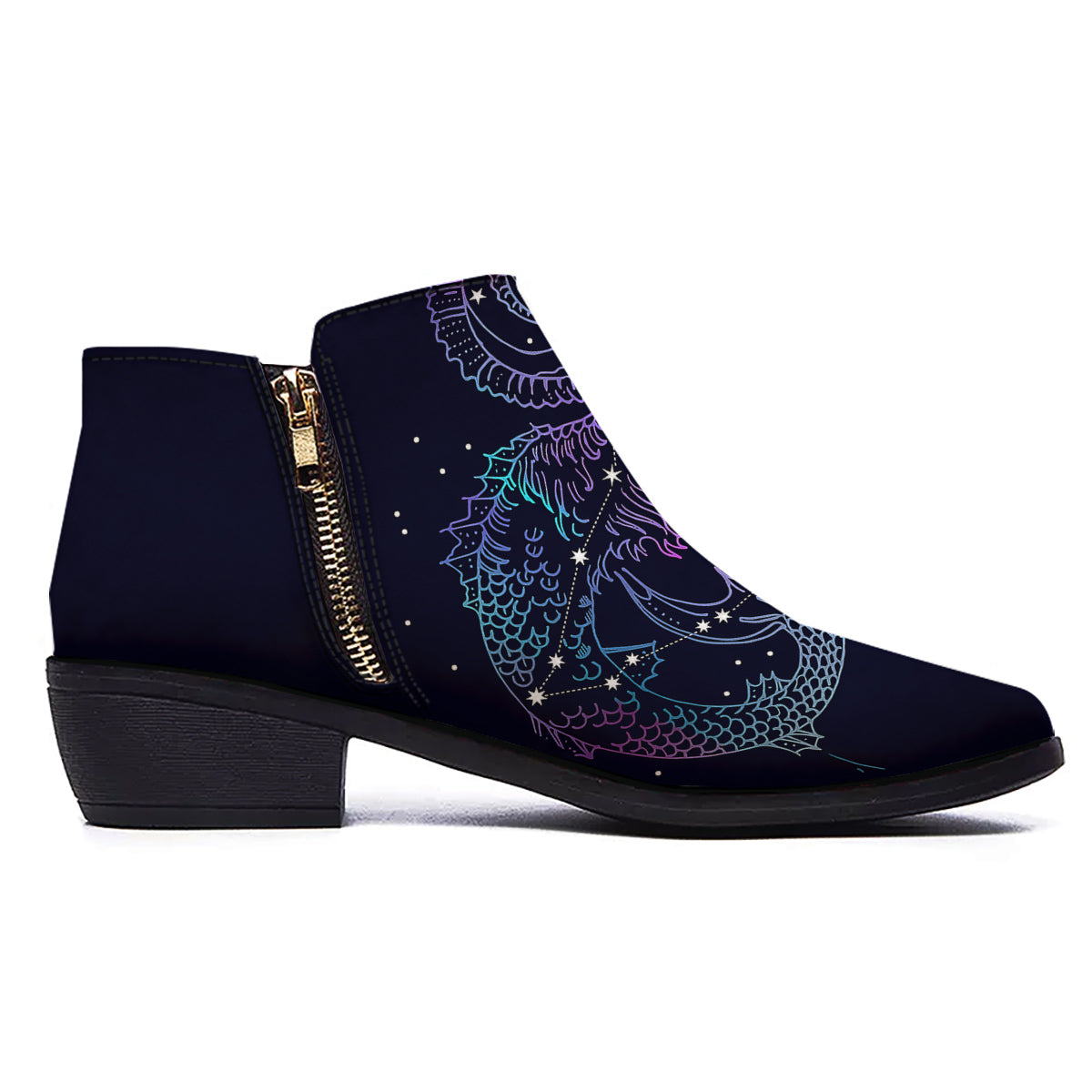 Constellation Capricorn Print Ankle Boots-grizzshop
