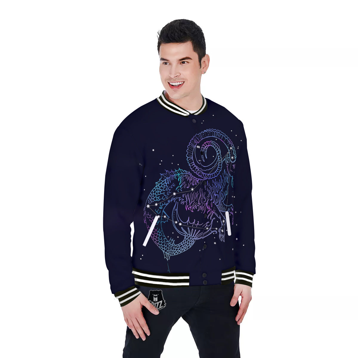 Constellation Capricorn Print Baseball Jacket-grizzshop