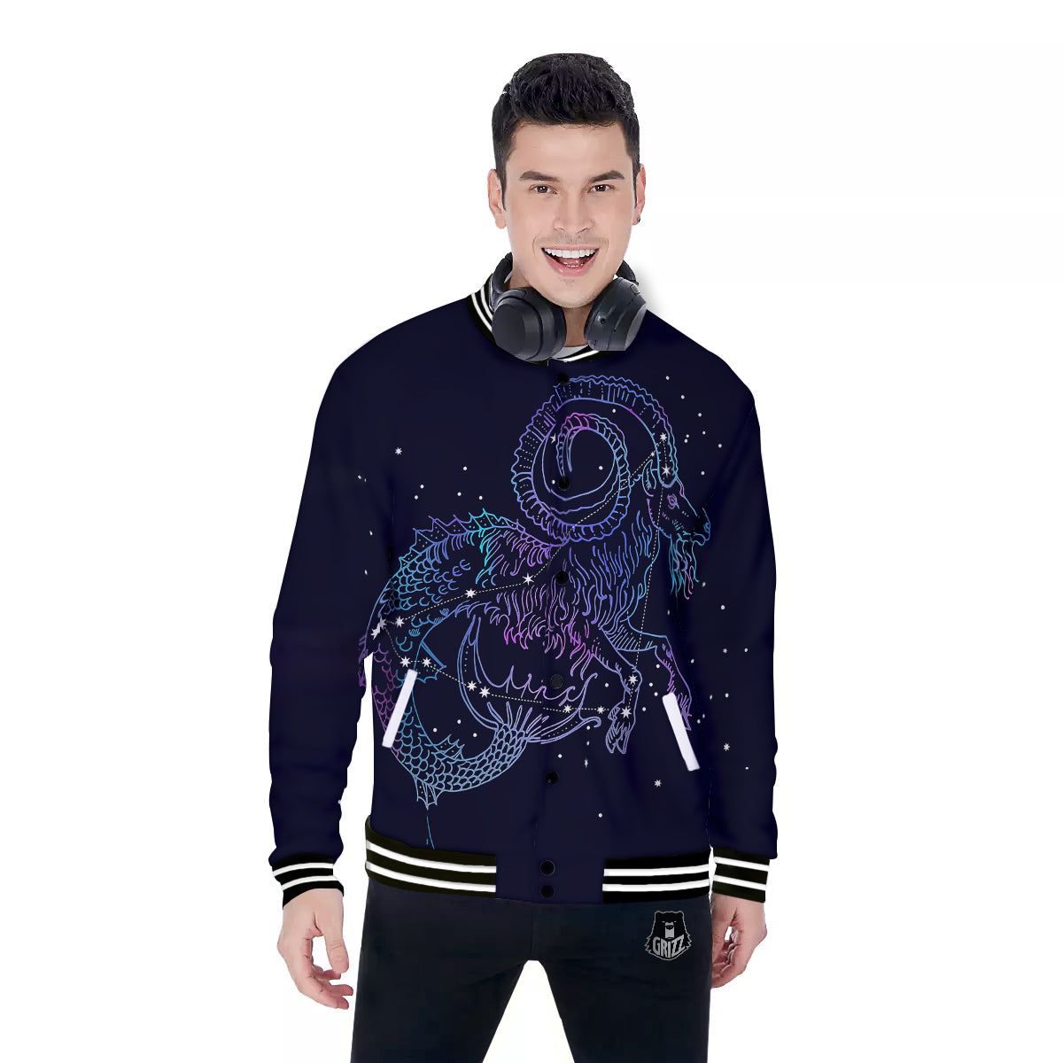 Constellation Capricorn Print Baseball Jacket-grizzshop