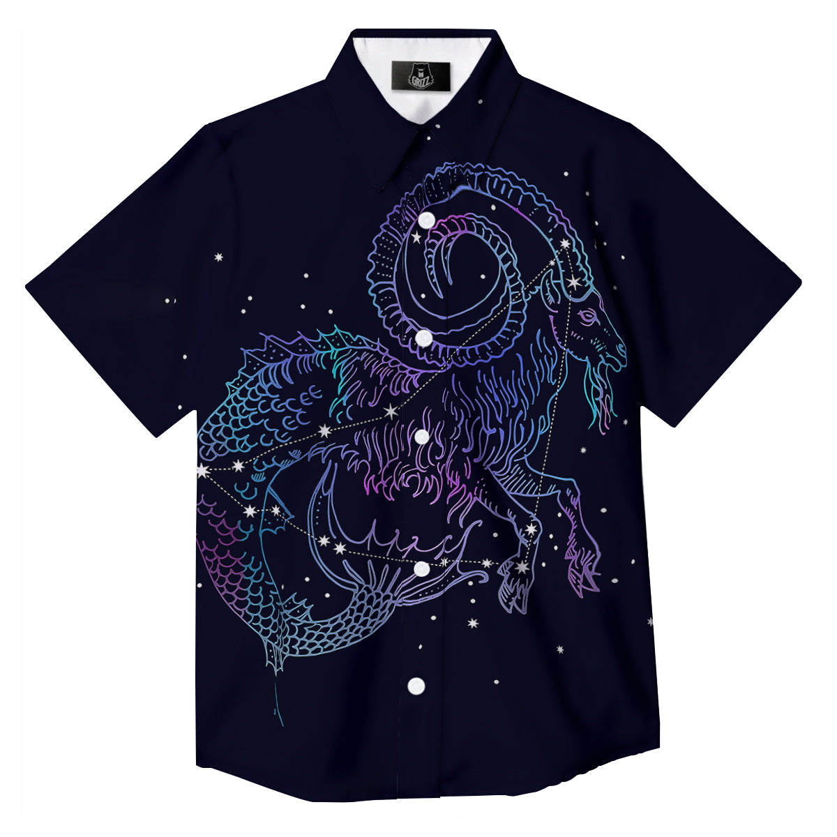 Constellation Capricorn Print Button Up Shirt-grizzshop