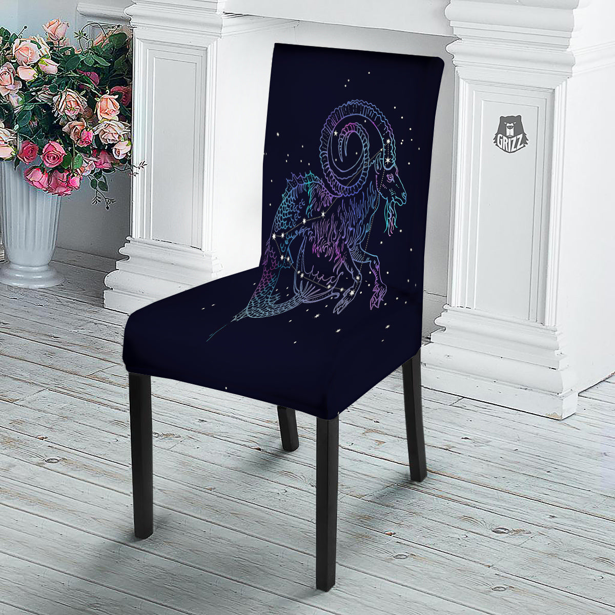 Constellation Capricorn Print Dining Chair Slipcover-grizzshop