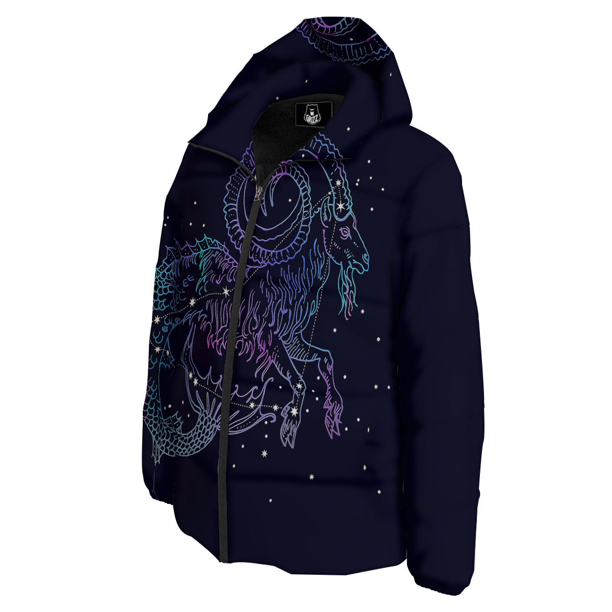 Constellation Capricorn Print Down Jacket-grizzshop