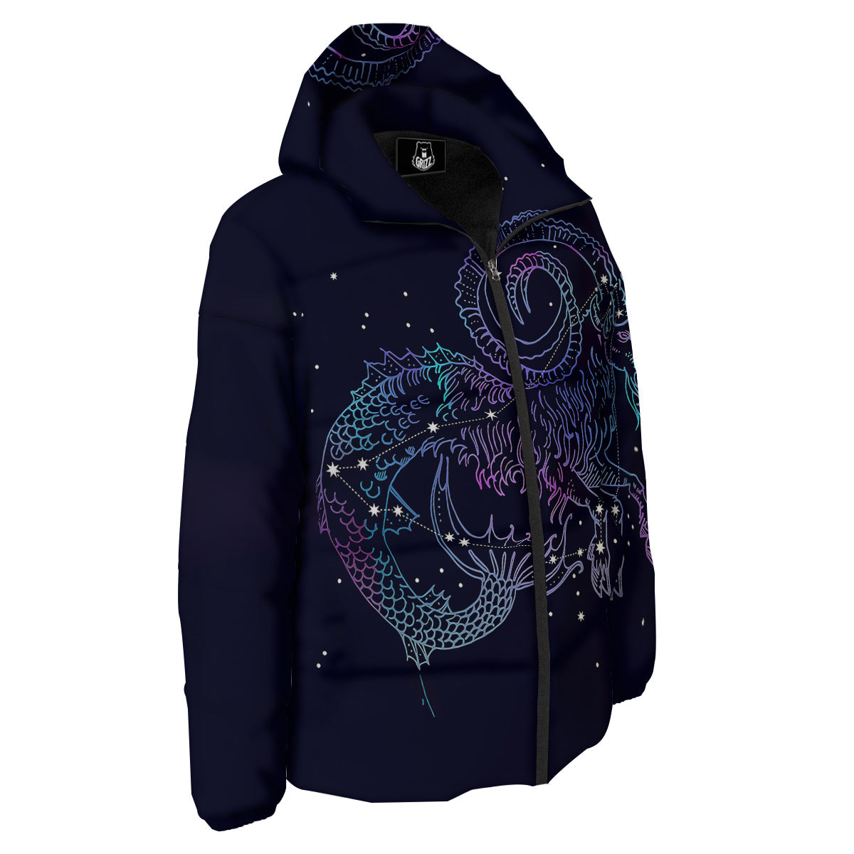 Constellation Capricorn Print Down Jacket-grizzshop