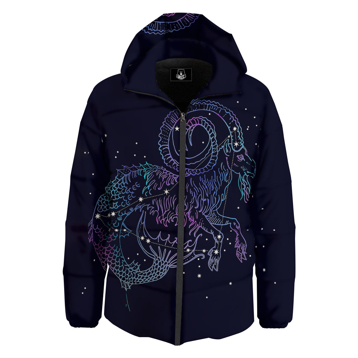 Constellation Capricorn Print Down Jacket-grizzshop