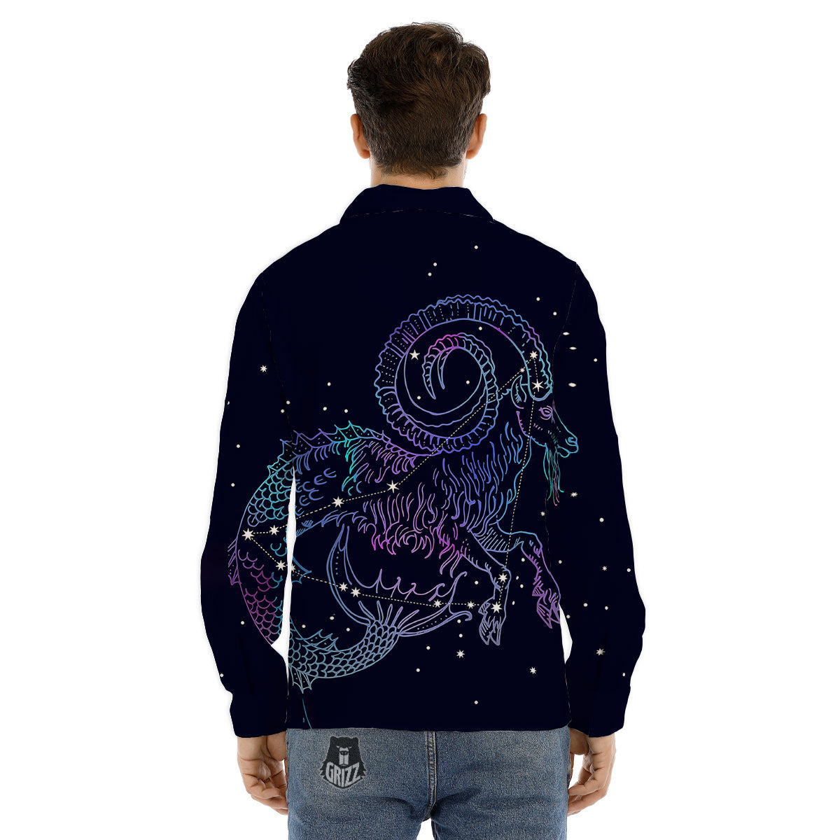 Constellation Capricorn Print Men's Dress Shirts-grizzshop
