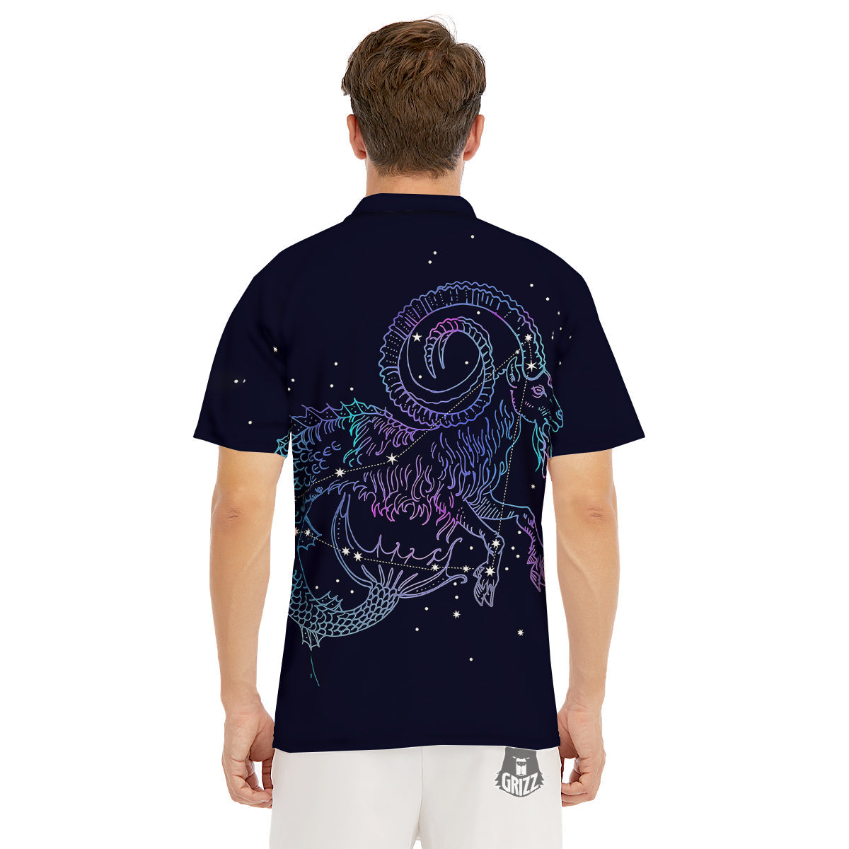 Constellation Capricorn Print Men's Golf Shirts-grizzshop