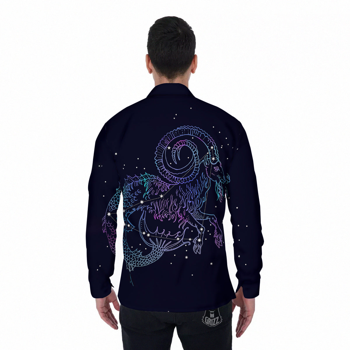 Constellation Capricorn Print Men's Long Sleeve Shirts-grizzshop