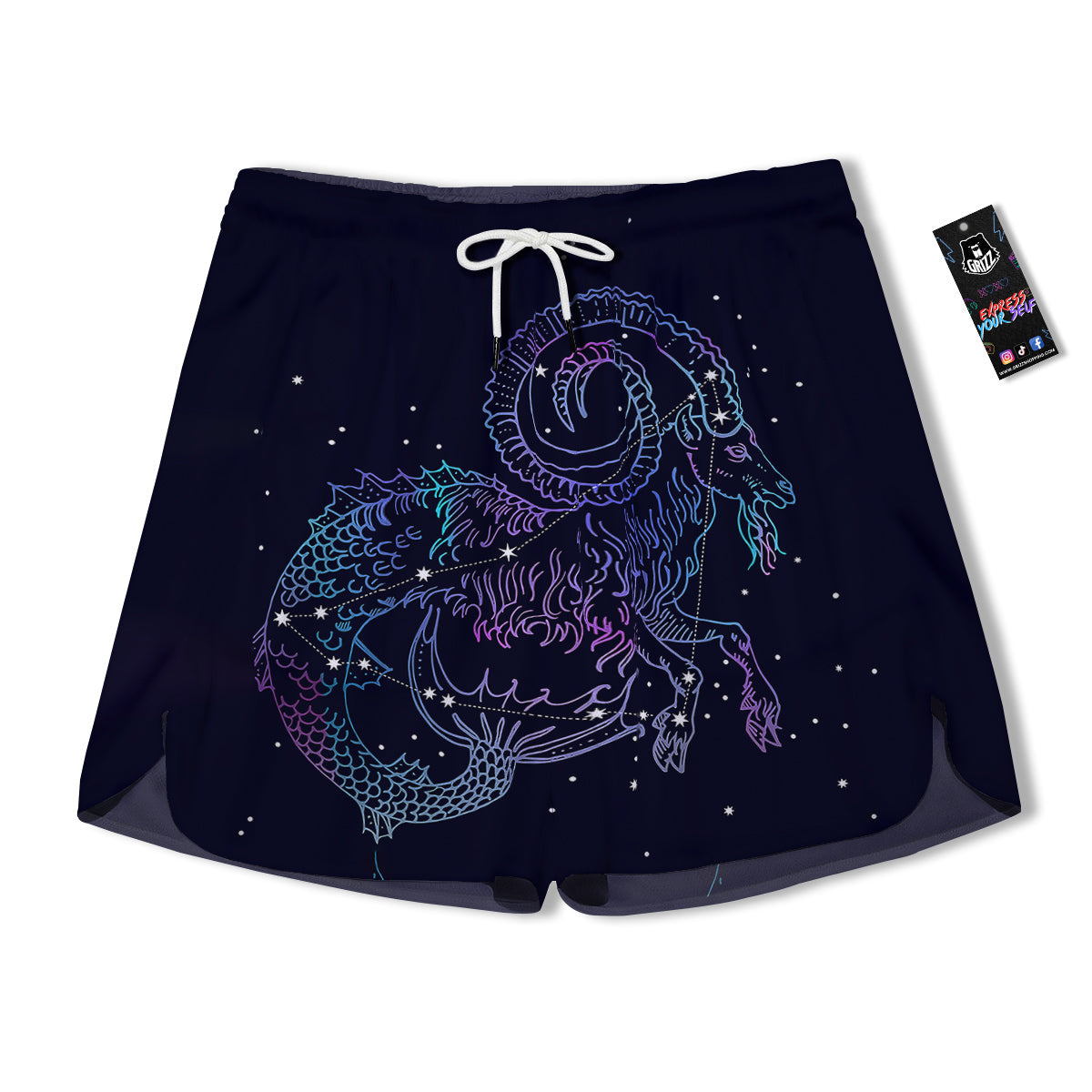 Constellation Capricorn Print Men's Running Shorts-grizzshop