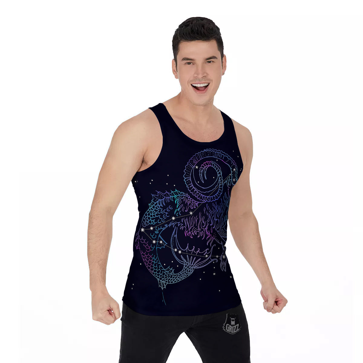 Constellation Capricorn Print Men's Tank Top-grizzshop