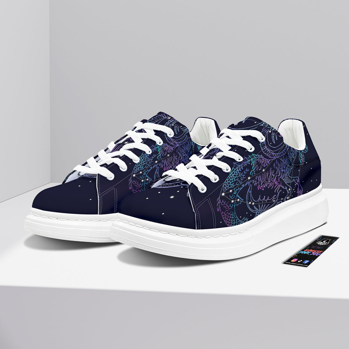 Constellation Capricorn Print Platform Shoes-grizzshop