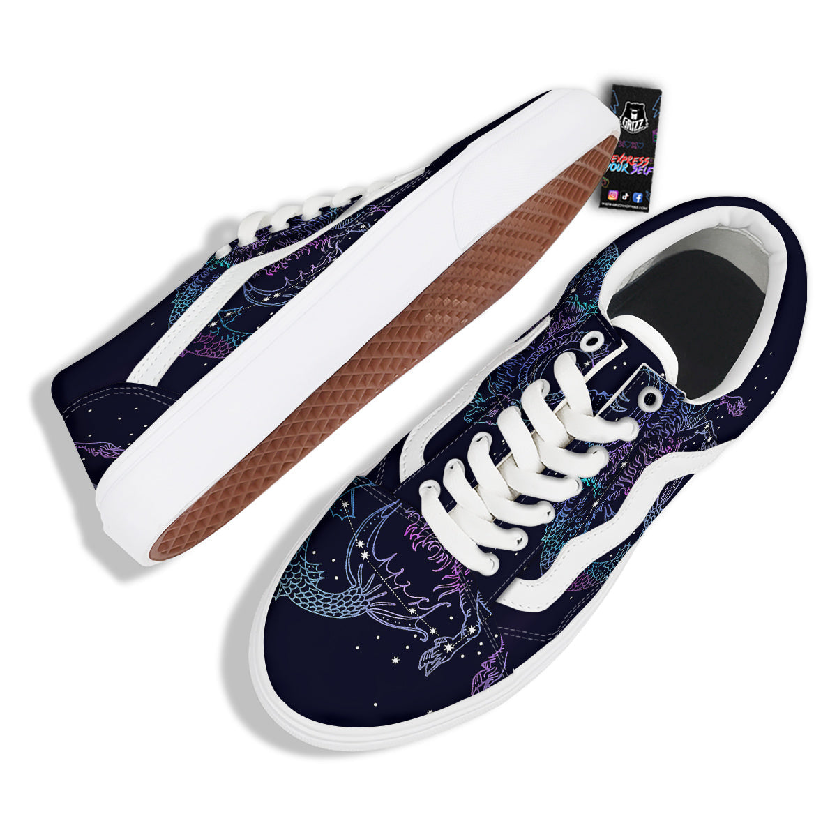 Constellation Capricorn Print Skate Shoes-grizzshop