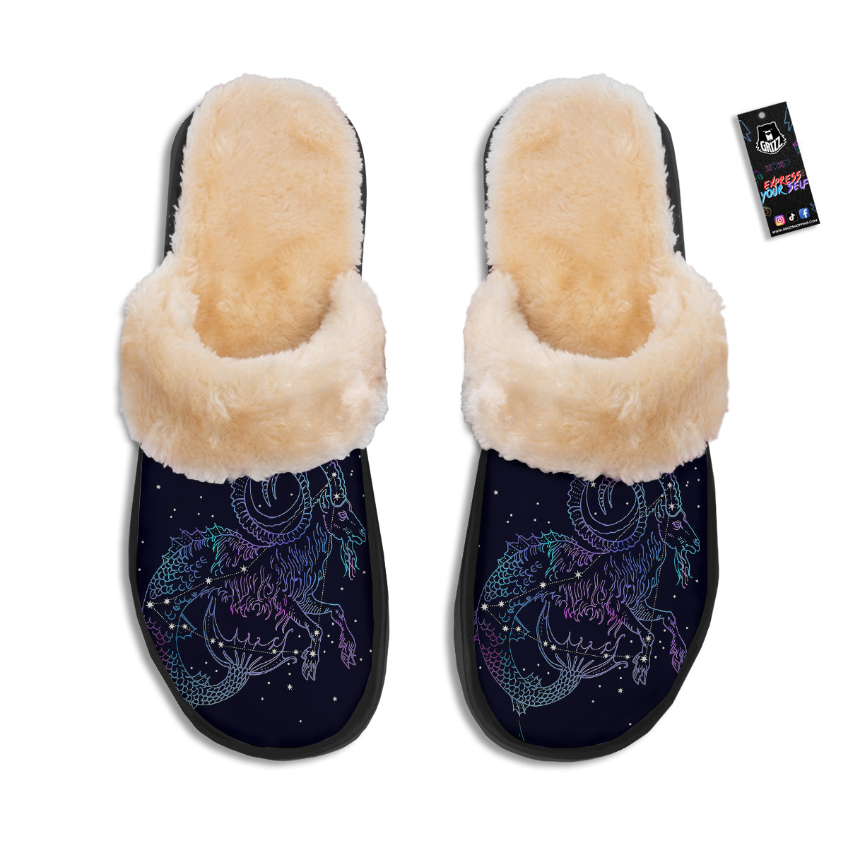 Constellation Capricorn Print Slippers-grizzshop