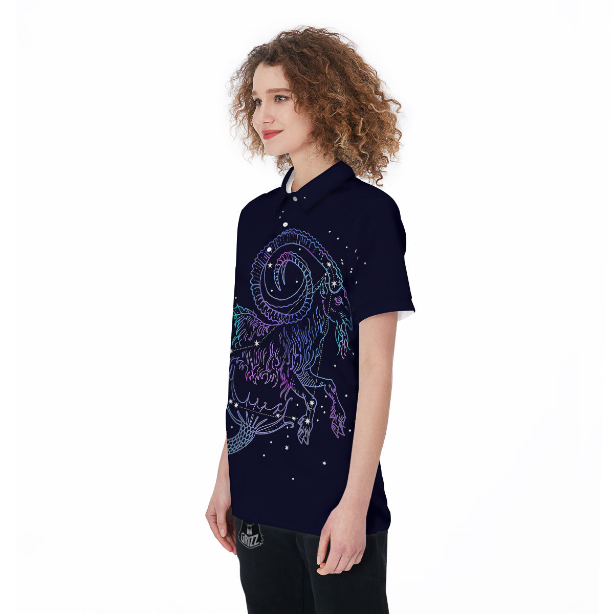 Constellation Capricorn Print Women's Golf Shirts-grizzshop