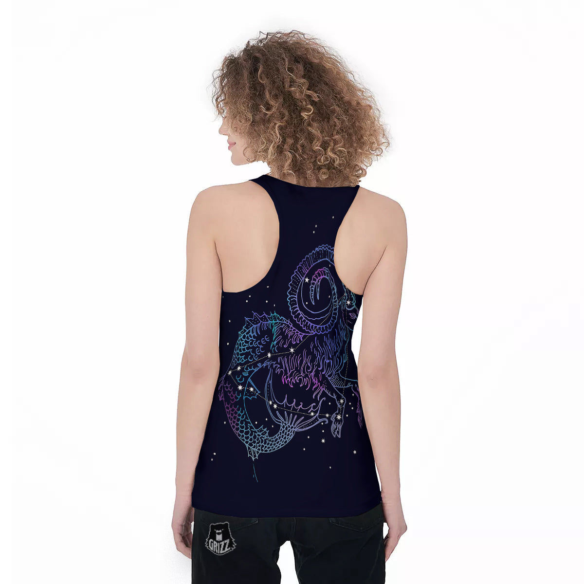 Constellation Capricorn Print Women's Racerback Tank Top-grizzshop