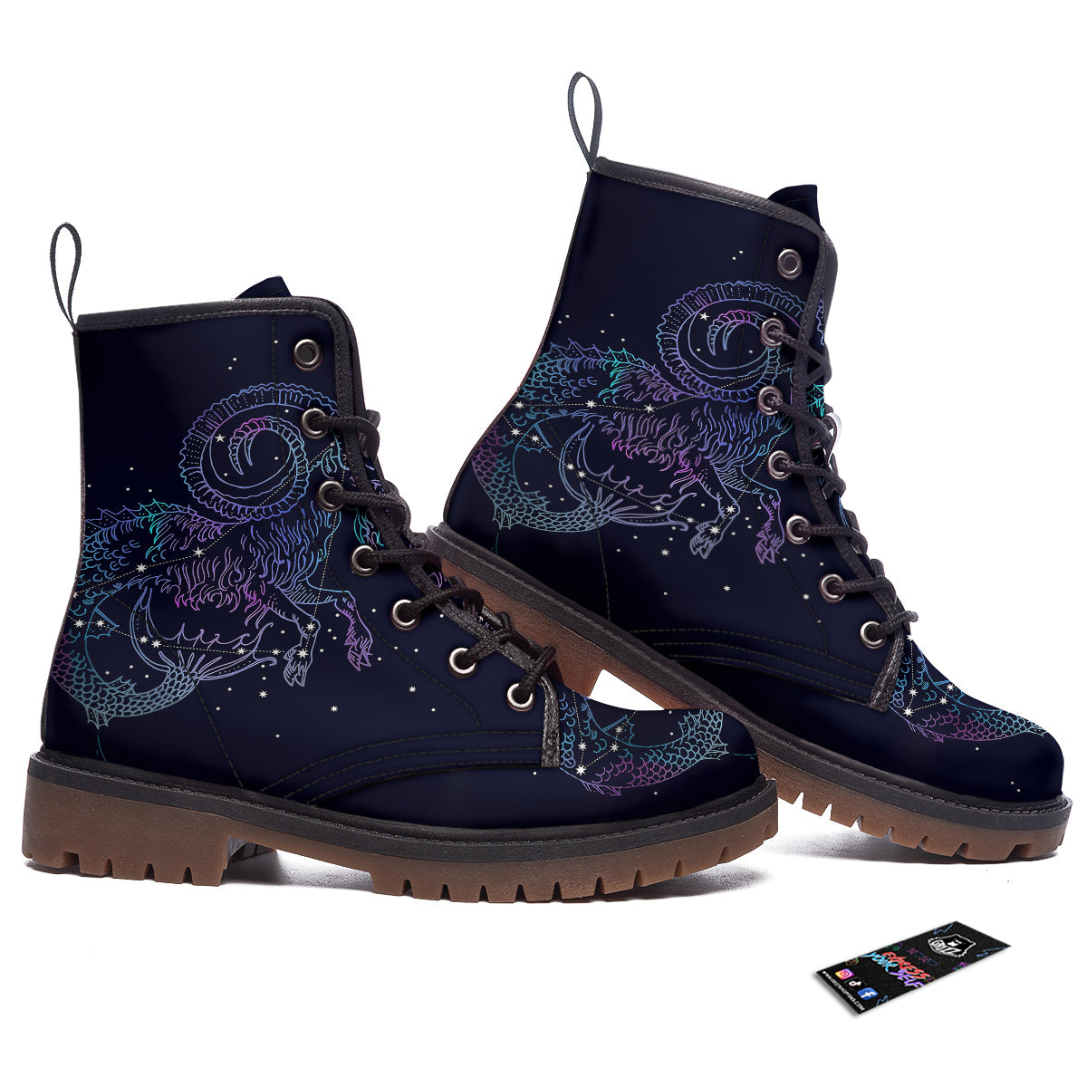Constellation Capricorn Print Work Boots-grizzshop