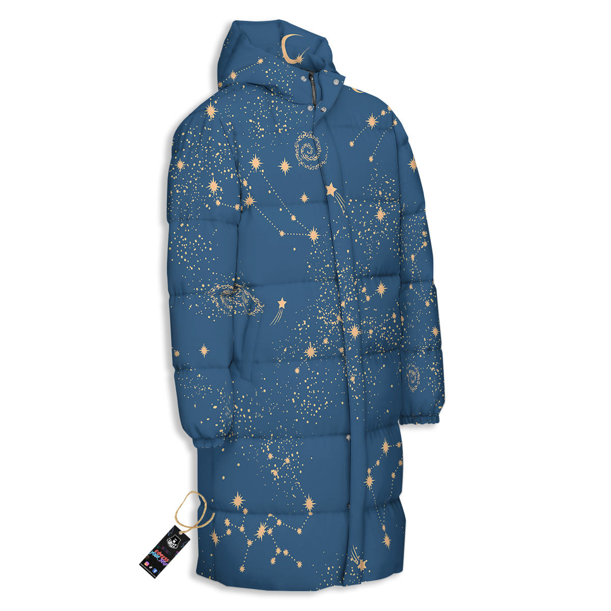 Constellation Cosmic Print Pattern Long Down Jacket-grizzshop