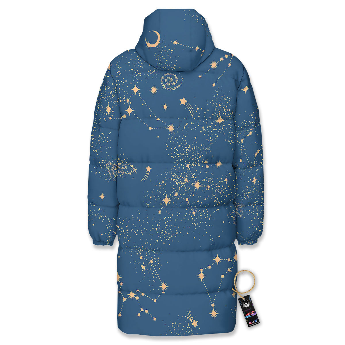 Constellation Cosmic Print Pattern Long Down Jacket-grizzshop