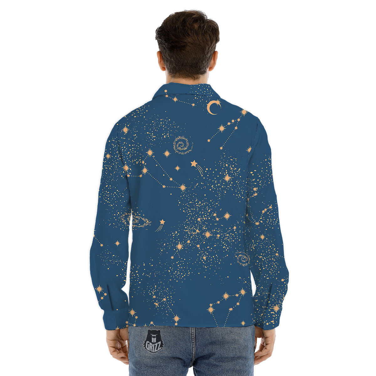 Constellation Cosmic Print Pattern Men's Dress Shirts-grizzshop