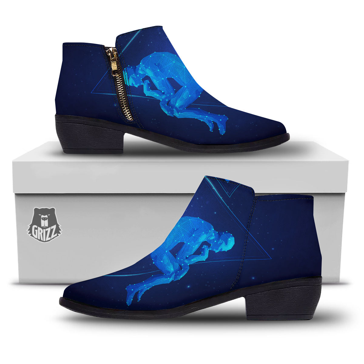 Constellation Gemini Print Ankle Boots-grizzshop
