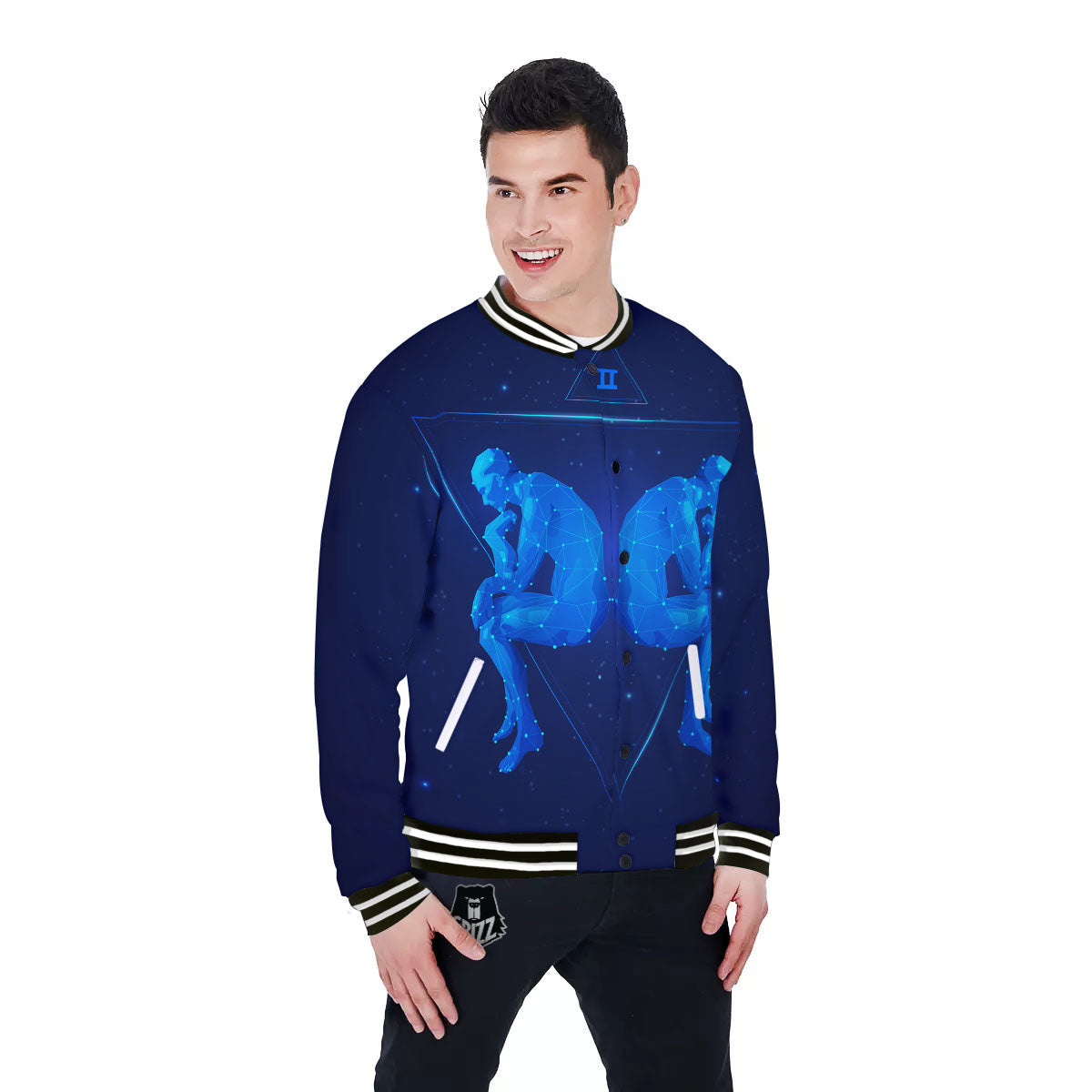 Constellation Gemini Print Baseball Jacket-grizzshop